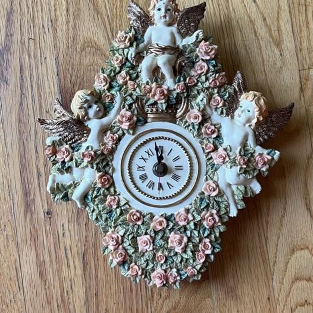 Vintage cherub angel clock with chimes audio 1997